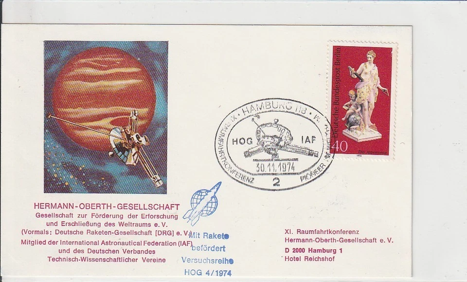 ALLEMAGNE CARTE PHILATELIQUE ESPACE 30.11.1974 BON ETAT - Photo 1/1
