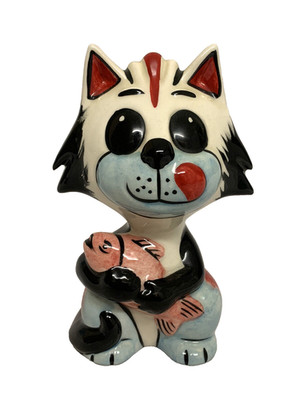 LORNA BAILEY Limited Ed Good Catch Katze & Fisch Art Deco Porzellan Figur selten