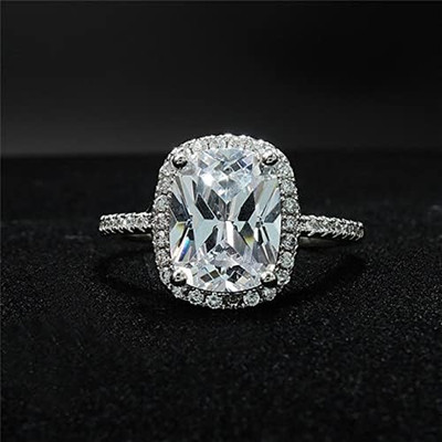 Silber Ringe Für Frauen S925 Stempel Zirkonia Rechteck Ring Braut Edlen Schmuck 