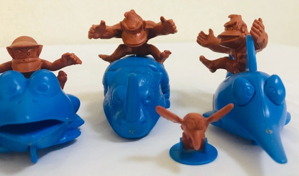 Donkey Kong Shokugan Figura 6 Set Diddy Winky Expresso Rambi Nintendo RARO 1994 Foto 4 de 4