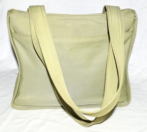 Kenneth Cole Reaction Lime Green Canvas with 2 Large Pouch Pockets Shoulder Bag - Picture 3 of 9