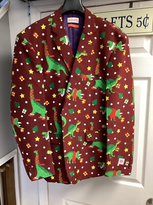 OppoSuits Men s Christmas Jacket Dinosaurs Size: XL
