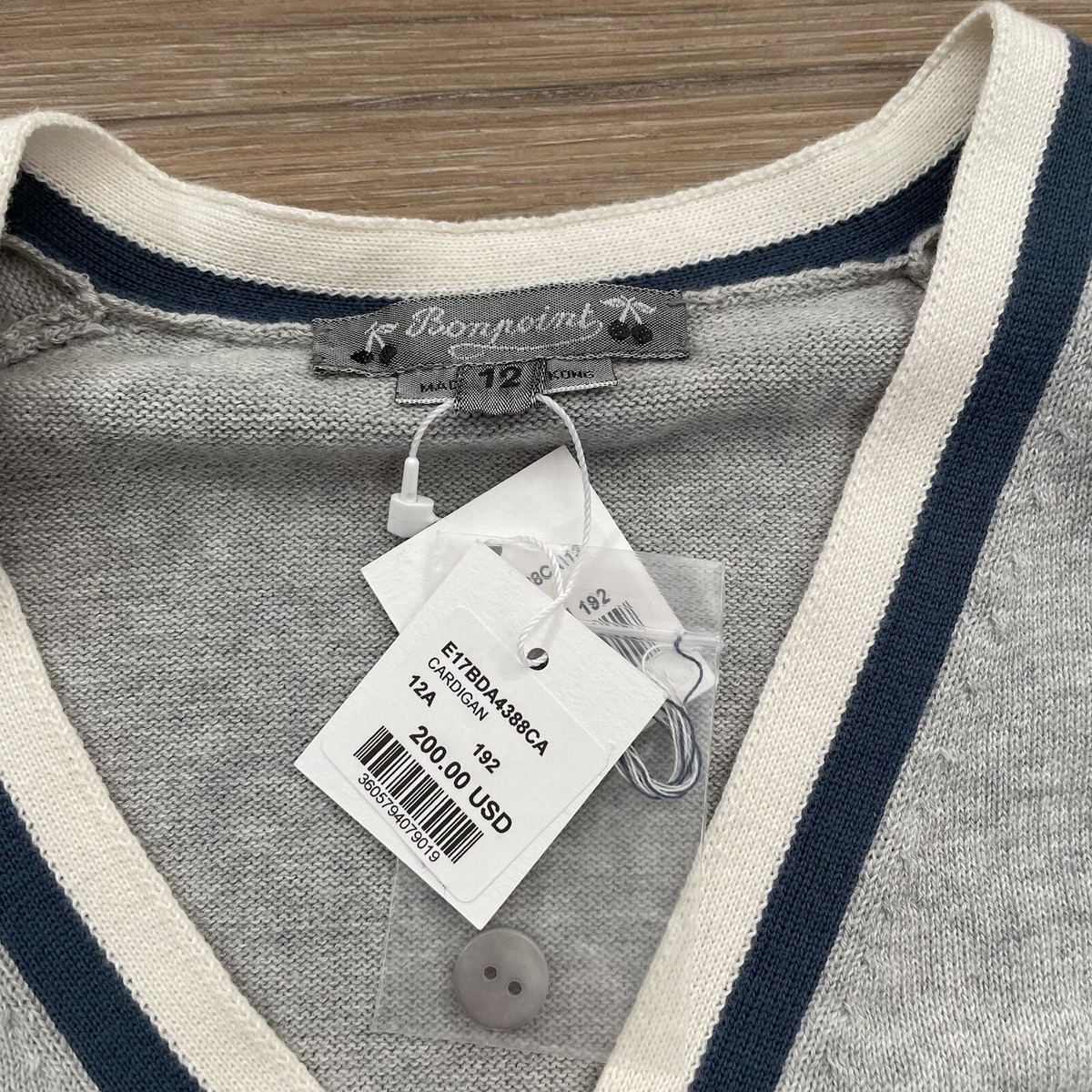 Bonpoint Embroidered 67 Gray Cardigan sz 12 NEW | eBay
