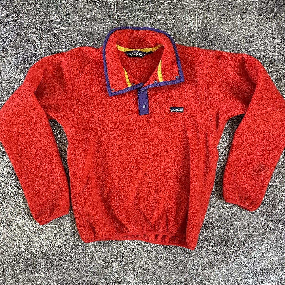 Men's Vintage 80's Patagonia USA Red Purple Snap T Fleece Men's Vintage 80's Patagonia USA Red Purple Snap T Fleece
