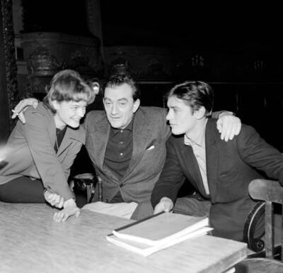 Romy Schneider Luchino Visconti Alain Delon During The Rehearsal 1961 OLD PHOTO