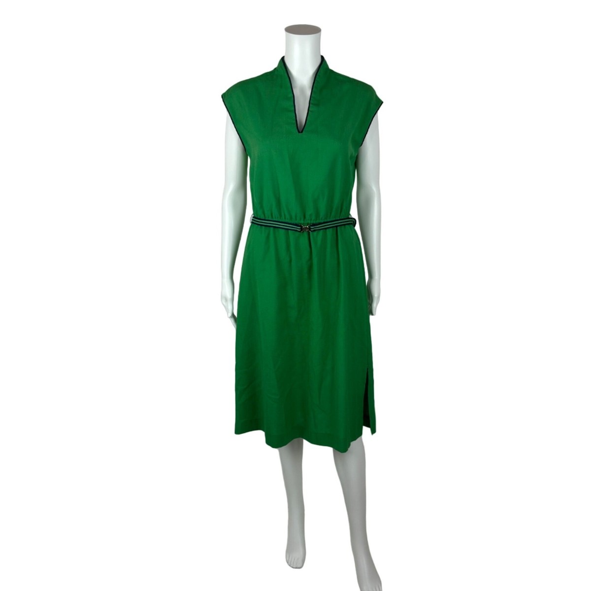 kelly green vintage dress 70s Sheath Women's Large Preppy Sporty Day New Years Eve Dress