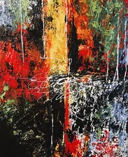 COLORFUL ACRYLIC ABSTRACT, 20X24 GALLERY WRAP CANVAS ARTIST SIGN COA, FREE SHIP 