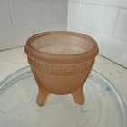 Pink Satin Frosted Depression Glass 3 Toed / Footed Trinket Dish / Bowl