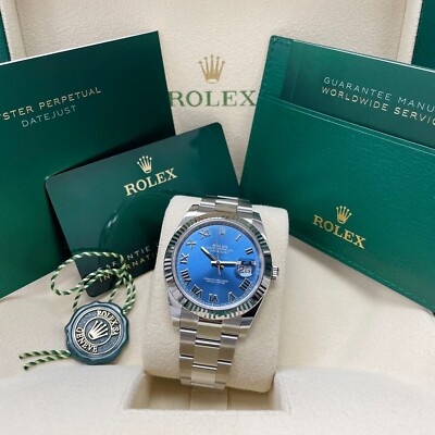 Rolex 126334 Datejust 41 Fluted Bezel Blue Roman Dial Oyster Bracelet Stainless 