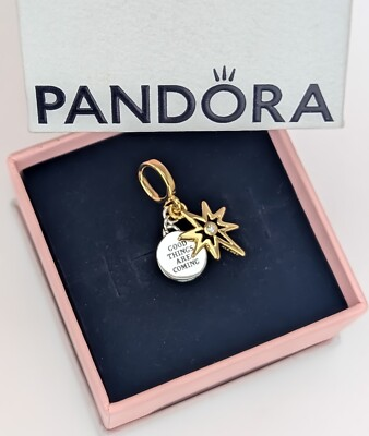 #ad New 100% Authentic PANDORA Engravable North Star Lab Diamond Charm 763588C01 $76.50