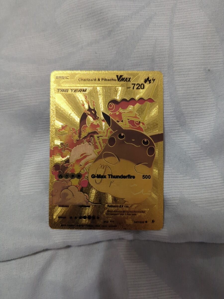 Charizard & Pikachu VMAX Full Art Gold Foil Pokemon Fan Art