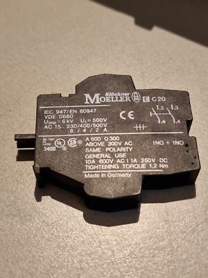 5xKlöckner Moeller Kontaktelement EC20 ,10 A 600 VAC 250VDC 1NO+1NO