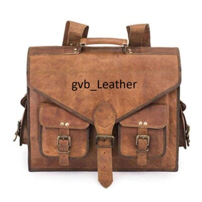 18 Zoll Leder Laptop Rucksack Backpack Schule Collage Messenger Herren Ranzen...