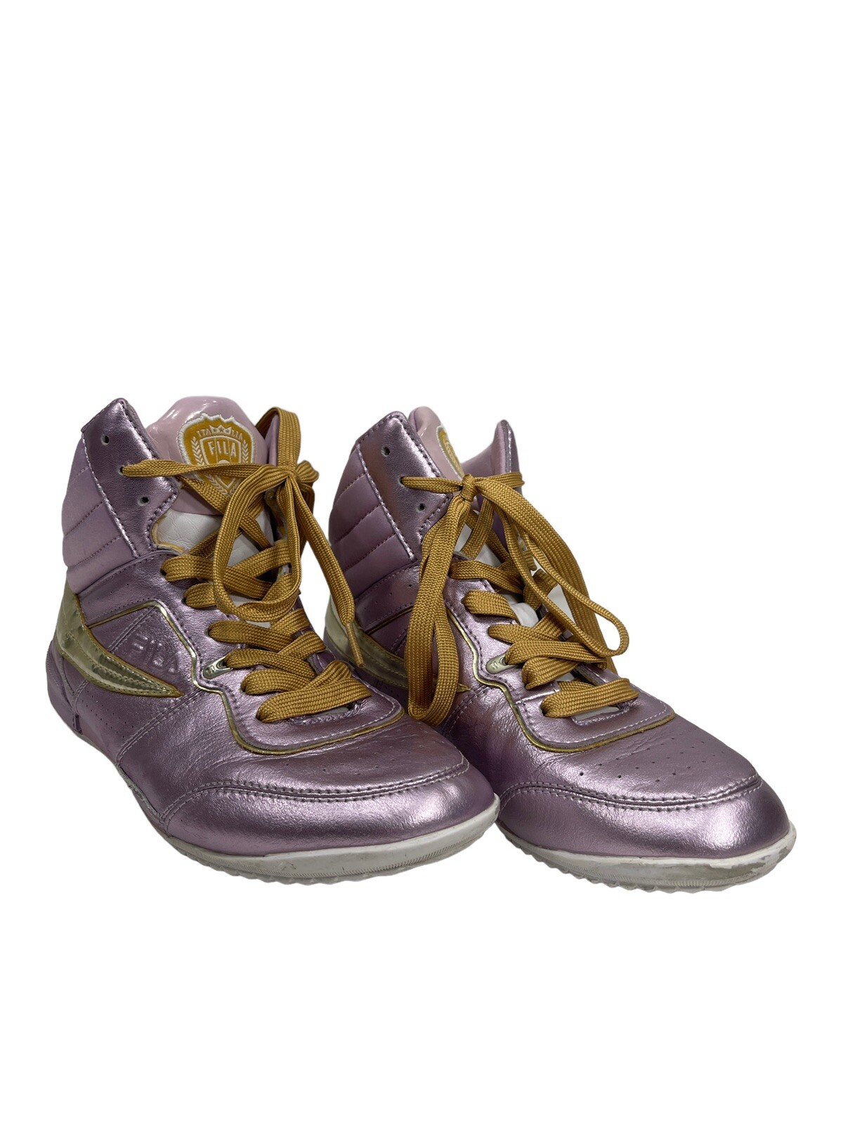 Fila High Top Pink Rose Gold Women's US Size 8.5 Shoes Sneakers Shiny | eBay