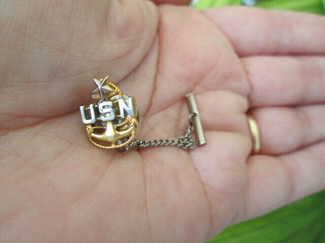 Vintage US United States Navy Anchor Emblem USN Tie Tac Rare Clip 
