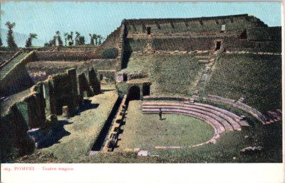 Vintage Postcard Pompeii Italy Teatro Tragico Ancient Roman Amphitheatre