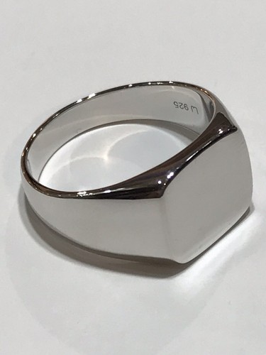 Bague carrée homme en argent sterling 925 toutes tailles - Photo 1/9