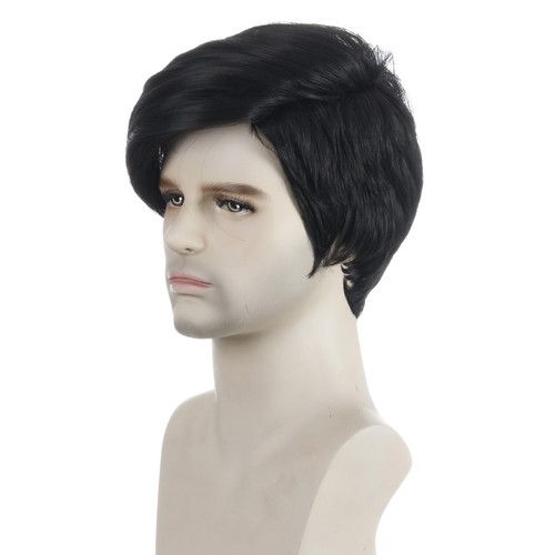 Men Wig Short Little Wavy Synthetic Hair Heat Resistant Male Natural Look Style - Picture 2 of 5
