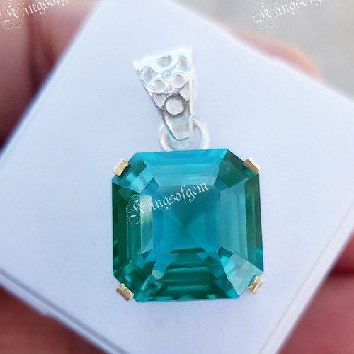 40+ Kt Paraiba Turmalin Deutsch Silber Solitär Quadratschliff Lose Edelstein - Bild 5 von 6