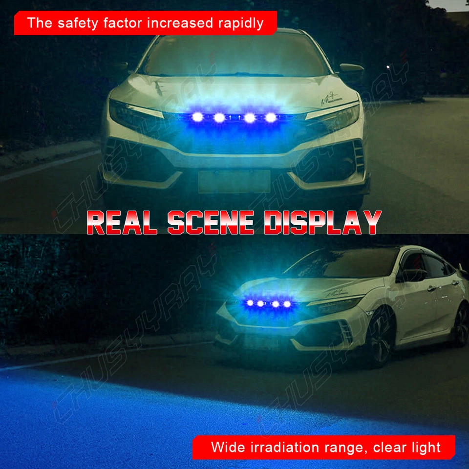 Luces azules del capó de la parrilla delantera de 4 piezas para camioneta Chevrolet C10 C20 Foto 4 de 4