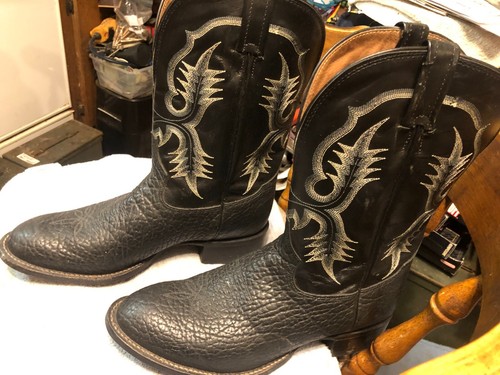 Stivali cowboy Tony Lama uomo taglia 10D neri rodeo chiesa rockabilly lavoro vintage - Foto 2 di 11