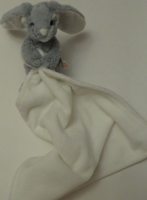 Baby Comforter gray & cream bunny security blanket (RARE)