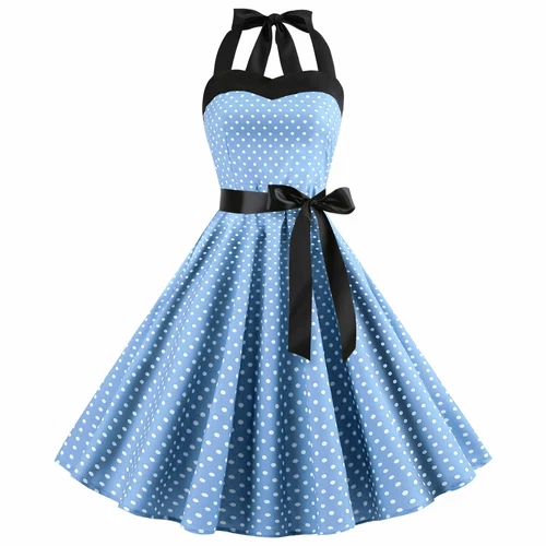 Retro Women Polka Dot 50s,60s Rockabilly Cocktail Party Swing Housewife Dress UK - Picture 17 of 62