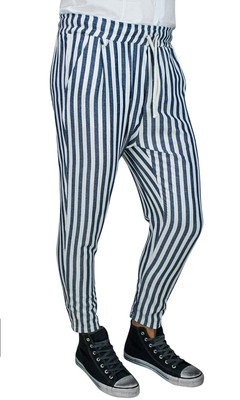 Pantalon homme noir à rayures 18010