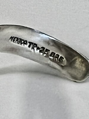 Vintage Sterling Mexico Cuff Bracelet w Onyx TP-25 Modernist