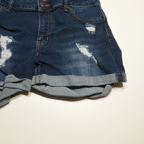 Wachs Jeans Shorts Damen Large Destroyed Rollbündchen 3" Shortie flexibel Dark Denim - Bild 3 von 17