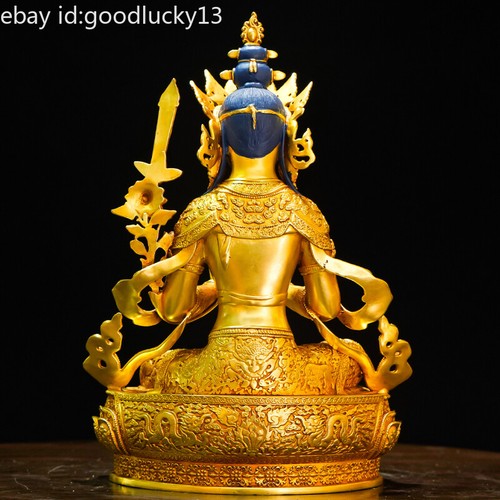 9" 22cm Copper gilding Akashagarbha Bodhisattva Akasagarbha buddha statue Tibet - Picture 5 of 7