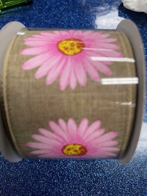 Wired Ribbon 2.5'' x 10 yds Daisies  Ribbon