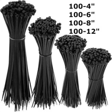 400 Black Cable Zip Ties Assorted Sizes 100 PACK of 4"-12" Camping Survival Gear