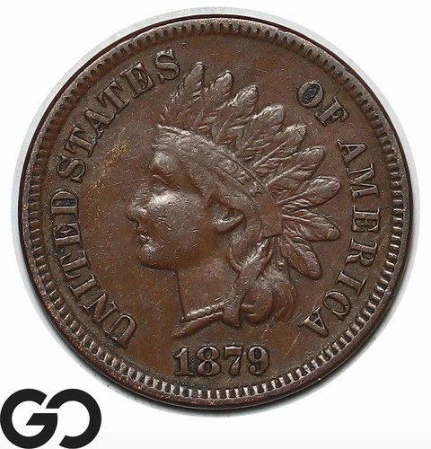 1879 Indian Head Cent Penny, XF Tougher Date