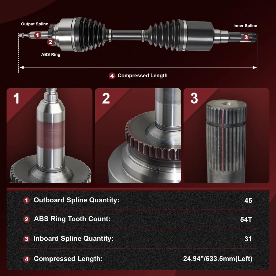 Eje delantero izquierdo CV para Ford Expedition 2007-2015 Ford Lobo 2009-2015 4x4 Foto 3 de 4