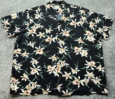 Paradise Found Shirt Mens 3XL Black Orchid Floral Hawaiian Aloha Camp Button Up