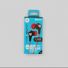 JLabs JBudsPro Wireless Bluetooth Signature Earbuds w/ Tips Micro USB  Clip Red