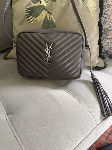Yves Saint Laurent Gray Chevron Quilted Leather Lou Camera Bag