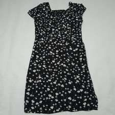Old Navy Size M Black White Floral Print Fit & Flare V-Neck Dress