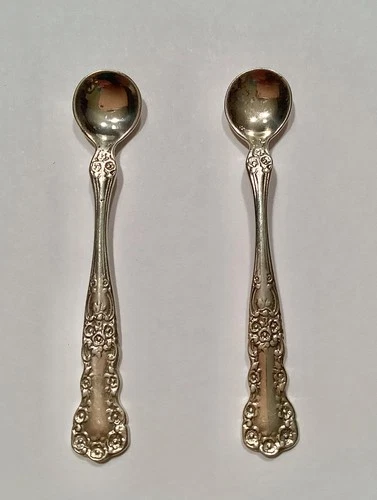 Two Gorham Buttercup Sterling Salt Spoons 2 5/8" Vintage or Antique Good Cond