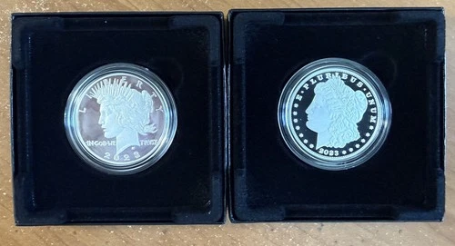 2023 Morgan & Peace Dollar Silver Proof San Francisco Both With Box & COA