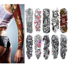 10 Sheets Fake Temporary Tattoo Large Full Arm Sticker Waterproof Multicolor USA