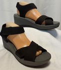 Clark’s Black Sandals  Size 11 Wedge Heel Adjustable Ankle Strap Cloud Stepper — photo 1