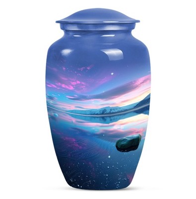 Aurora Borealis Serene Funeral Urns for Ashes Adult Father & Mom (10 Inch)