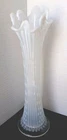 Fenton Swung Vase French Opalescent White Diamond Point Column Almost 12" Tall