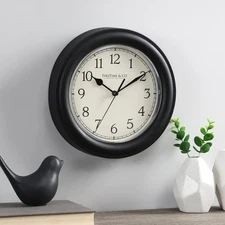 FirsTime & Co. Essential Wall Clock, Small, 8.5 in Black
