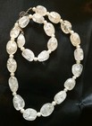 Vintage Necklace Clear Cracked Natural Crystal Quartz W Pearl 18-19” & Bracelet  — photo 1