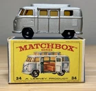 Lesney Matchbox No.34 Volkswagen Camper Van Low Roof w/ Box Vintage VW Bus