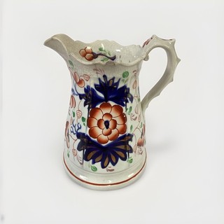 Antique GAUDY WELSH Floral SHANGHAI PATTERN Pitcher Jug 7”H