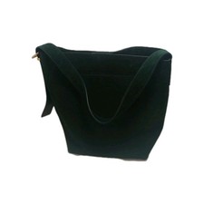 Madewell The Essential Medium Bucket Tote Suede Leather in Dark Green